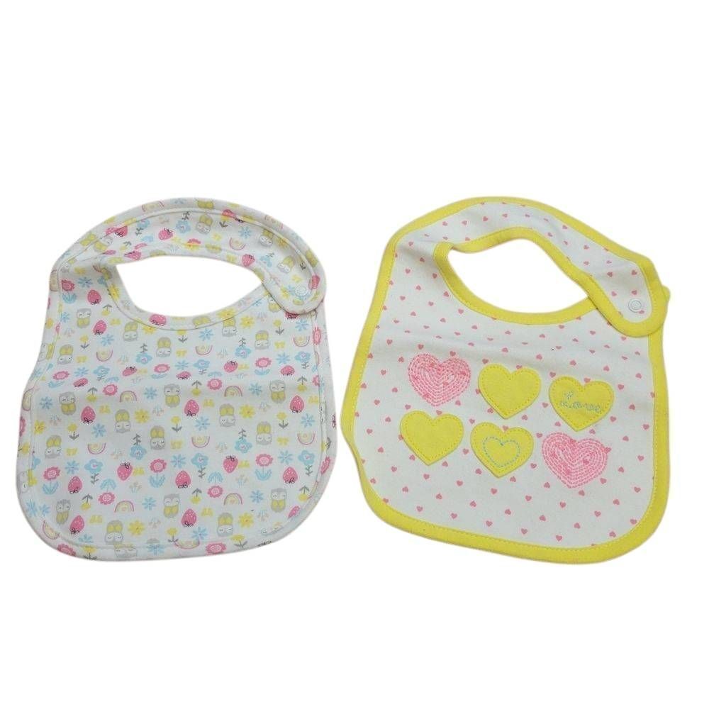 2 New bibs Owl Rainbow Heart Valentines